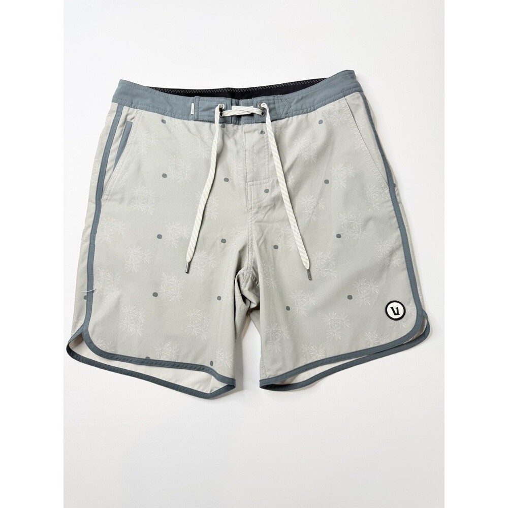 VUORI Board Shorts Mens Size 30 Gray Floral Print Swim Surf Shorts 7.5 Inseam
